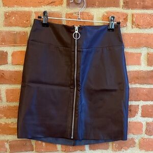Express Brown Burgundy Leather Mini Skirt